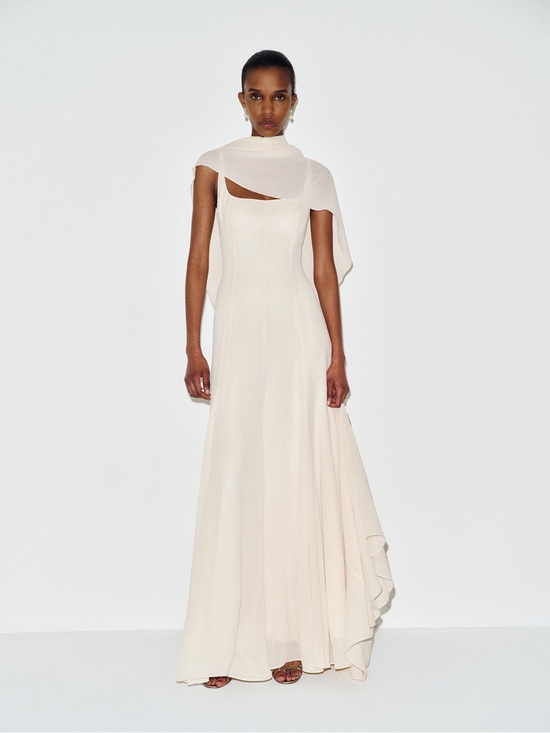 Reformation Dresses & Skirts - Reformation Cream Draped Maxi Gown with Cape